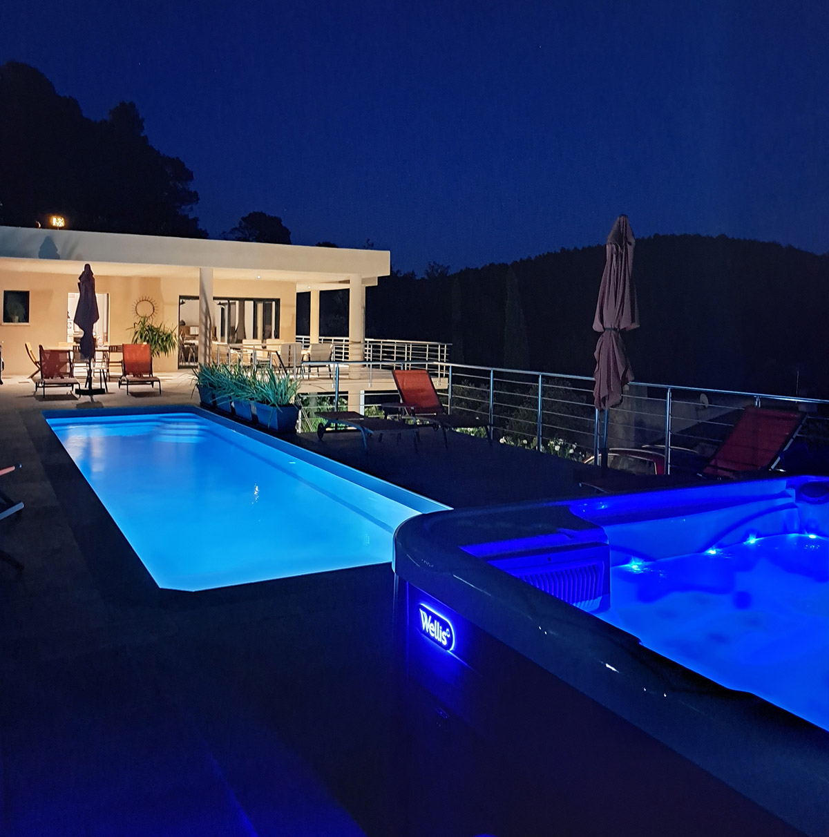 PISCINE+SPA NUIT - Les hauts du peireguier